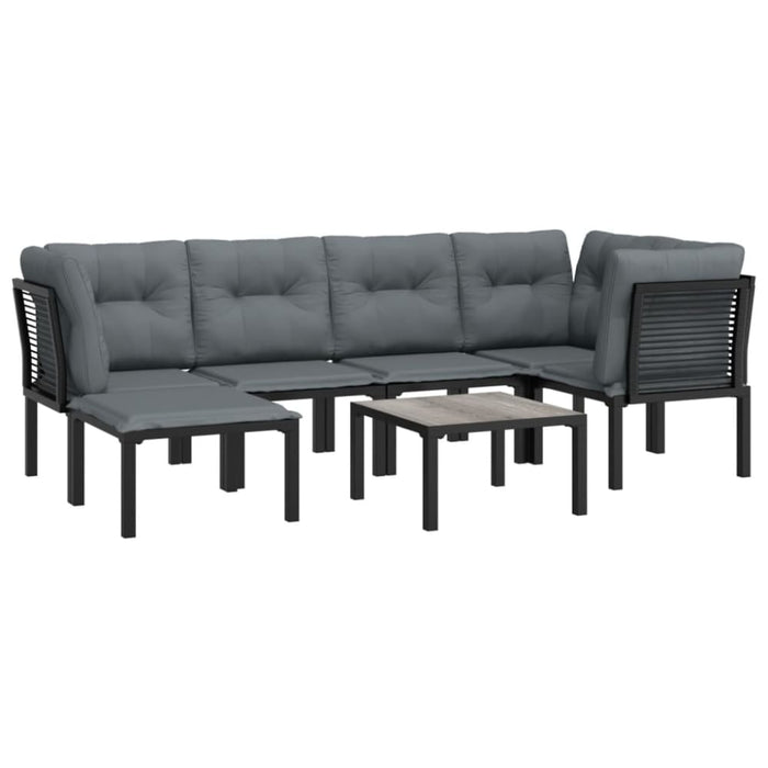 7 Piece Garden Lounge Set Black and Grey Poly Rattan Toniipk
