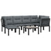 7 Piece Garden Lounge Set Black and Grey Poly Rattan Toniipk