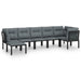 7 Piece Garden Lounge Set Black and Grey Poly Rattan Toniipk