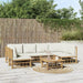 7 Piece Garden Lounge Set with Cream White Cushions Bamboo