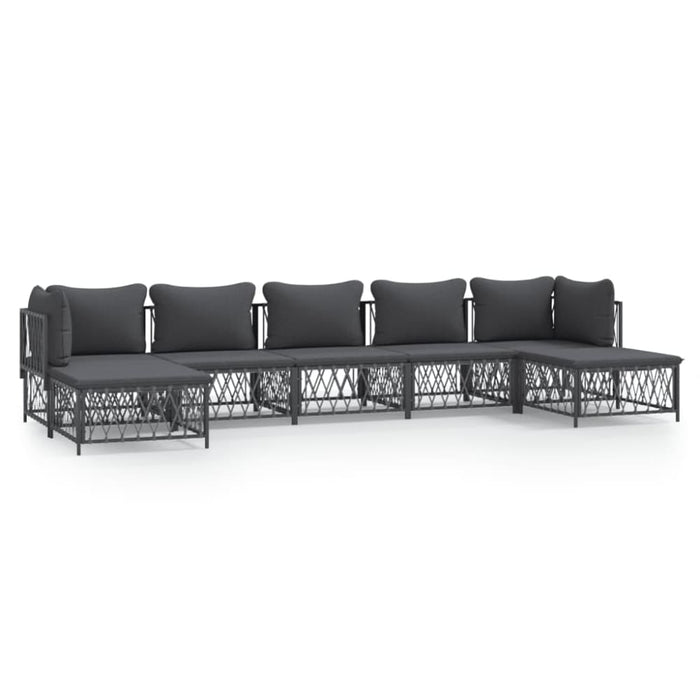 7 Piece Garden Lounge Set with Cushions Anthracite Steel
