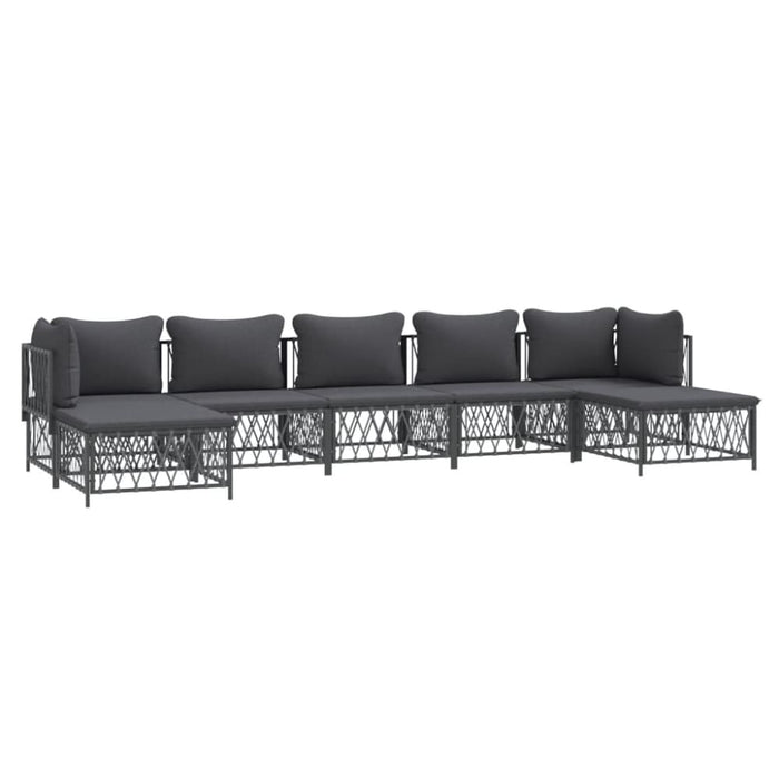 7 Piece Garden Lounge Set with Cushions Anthracite Steel