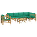 7 Piece Garden Lounge Set with Green Cushions Bamboo Toppopi