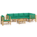 7 Piece Garden Lounge Set with Green Cushions Bamboo Toppopi
