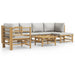7 Piece Garden Lounge Set with Light Grey Cushions Bamboo