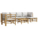 7 Piece Garden Lounge Set with Light Grey Cushions Bamboo