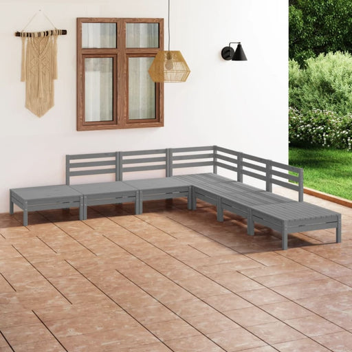 7 Piece Garden Lounge Set Solid Pinewood Grey Tbnxlak