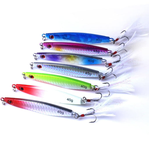 7 Piece Metal Fishing Lures With Feather Hook