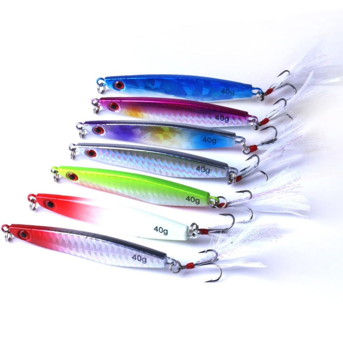 7 Piece Metal Fishing Lures With Feather Hook