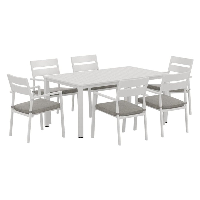 7 Piece Outdoor Dining Set Aluminum Table Chairs 6-seater