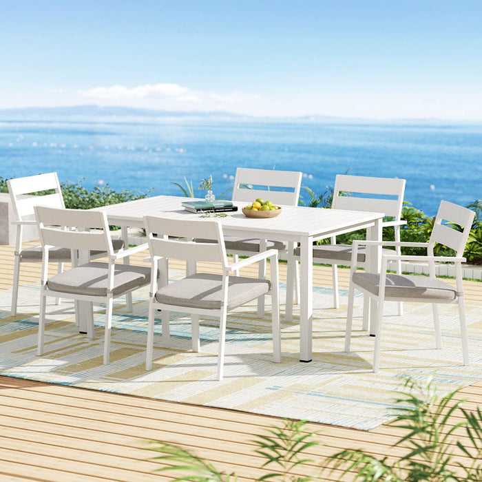 7 Piece Outdoor Dining Set Aluminum Table Chairs 6-seater