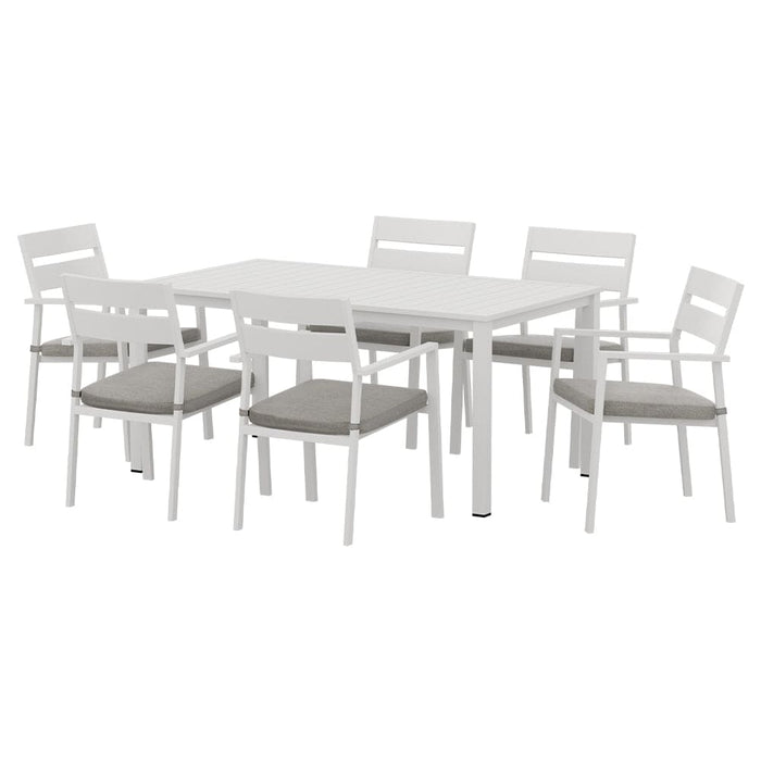 7 Piece Outdoor Dining Set Aluminum Table Chairs 6-seater