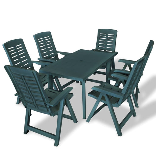 7 Piece Outdoor Dining Set Plastic Green Xipbnb