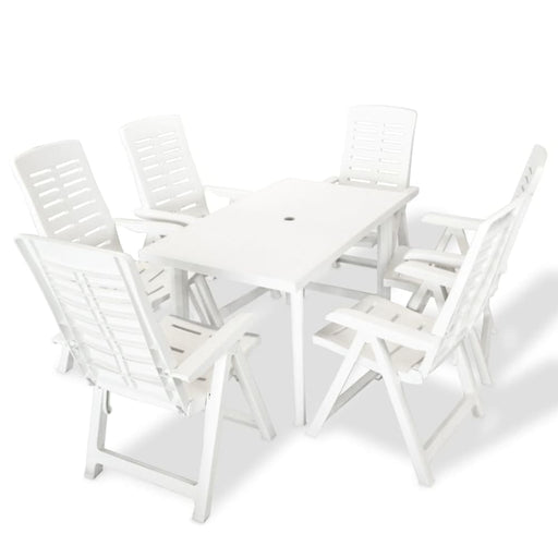7 Piece Outdoor Dining Set Plastic White Xipbip