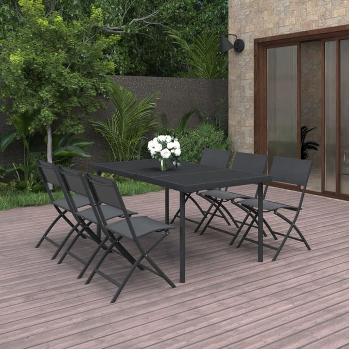 7 Piece Outdoor Dining Set Steel Tbitpbp