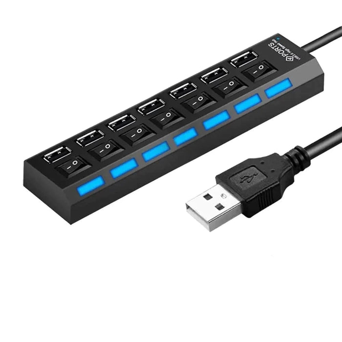 7 Port Usb 2.0 Hub with Power Adapter and Switch Multi