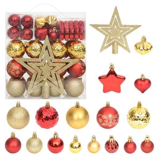 70 Piece Christmas Bauble Set Gold and Red Ttbbnn