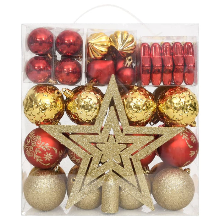 70 Piece Christmas Bauble Set Gold and Red Ttbbnn