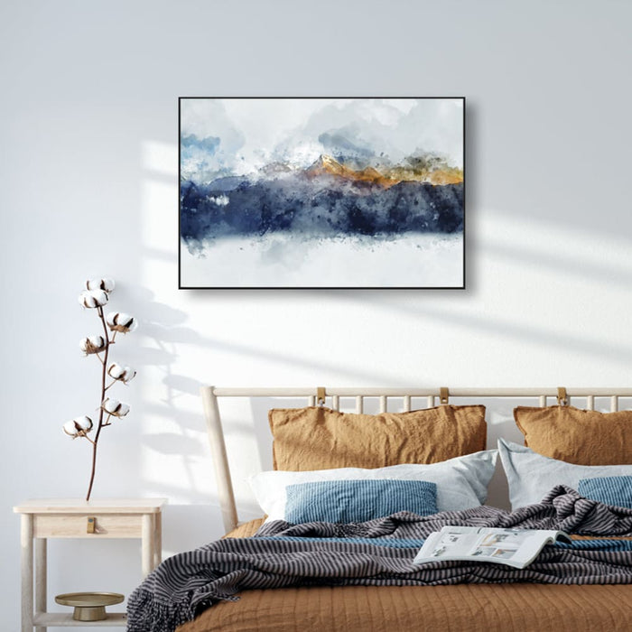 70cmx100cm Abstract Sunlight Mountains Black Frame Canvas