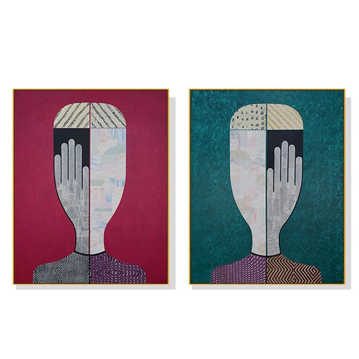 70cmx100cm Abstract Man and Woman 2 Sets Gold Frame Canvas