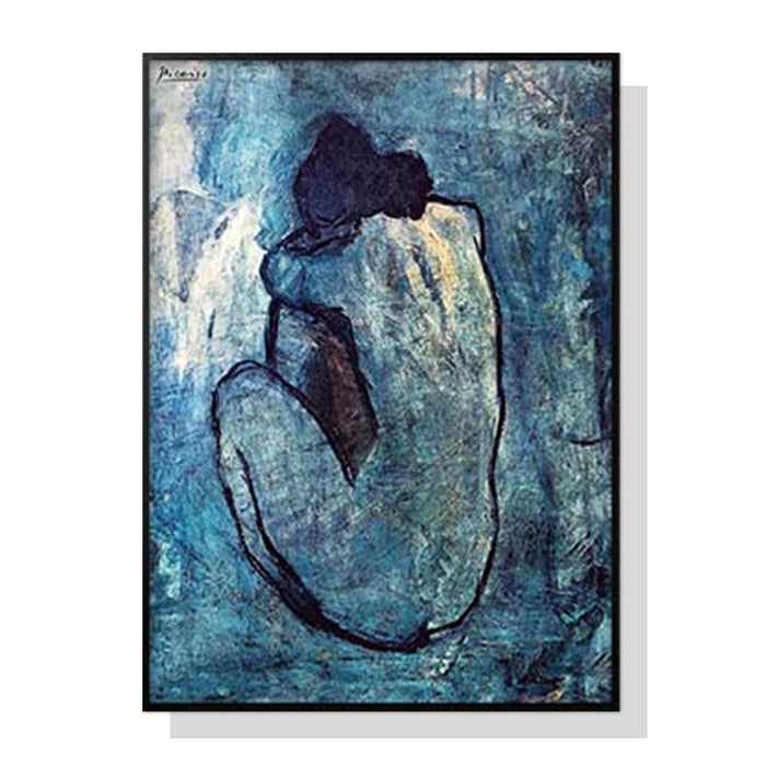 70cmx100cm Blue Nude By Pablo Picasso Black Frame Canvas