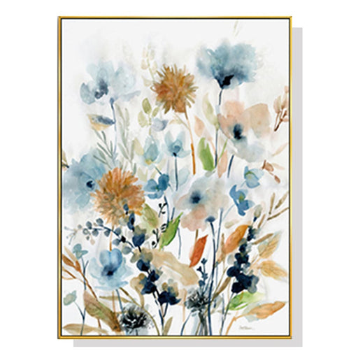 70cmx100cm Colourful Floras Watercolour Style i Gold Frame