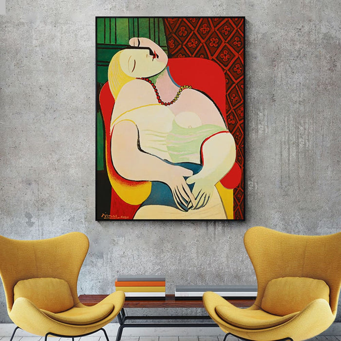 70cmx100cm the Dream by Pablo Picasso Gold Frame Canvas