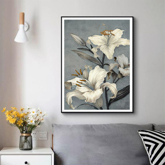 70cmx100cm Floral Lily Ii Black Frame Canvas Wall Art