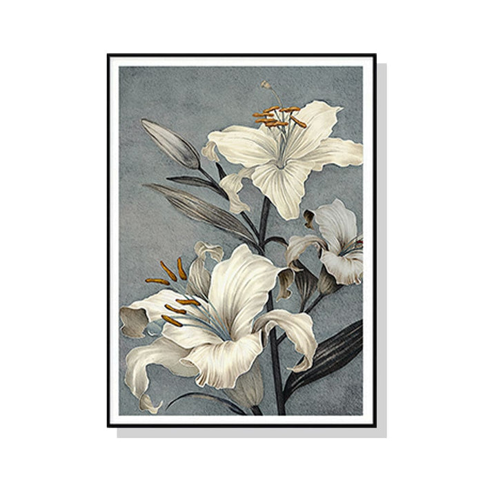 70cmx100cm Floral Lily Ii Black Frame Canvas Wall Art