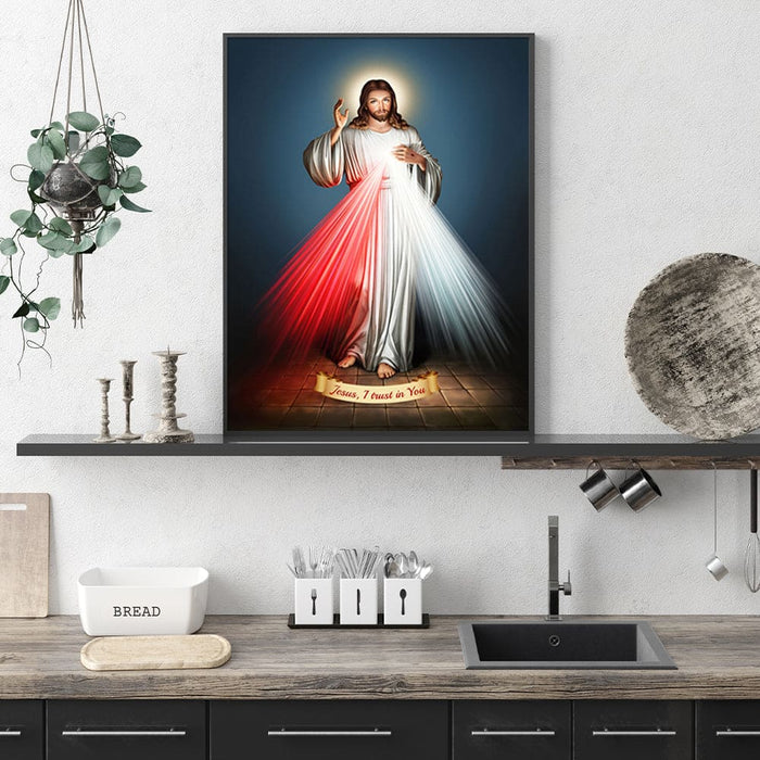 70cmx100cm Jesus Divine Mercy i Trust in you Black Frame
