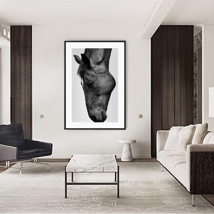 70cmx100cm Modern Black Horse Frame Canvas Wall Art