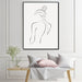 70cmx100cm Woman Back Line Art Black Frame Canvas Wall