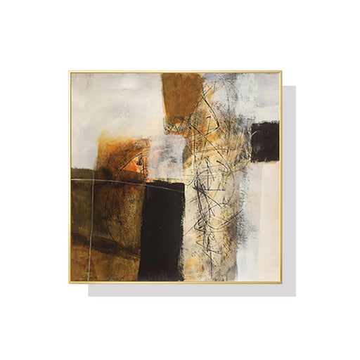 70cmx70cm Abstract Gold Brown Painting Style Frame Canvas