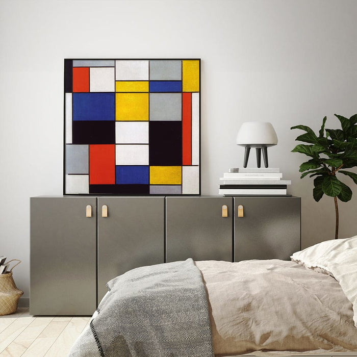70cmx70cm Large Composition a by Piet Mondrian Black Frame