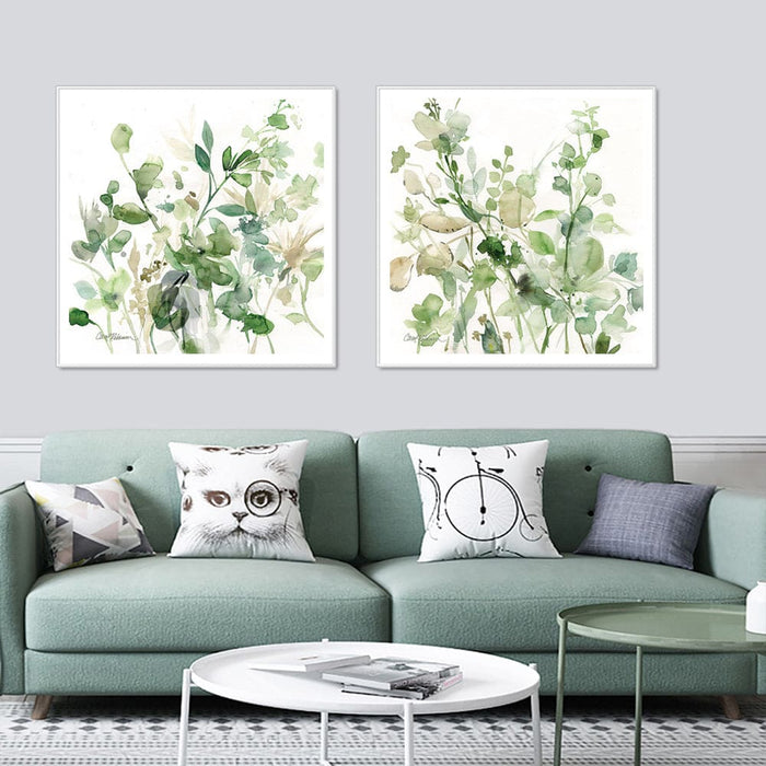 70cmx70cm Sage Garden by Carol Robinson 2 Sets White Frame
