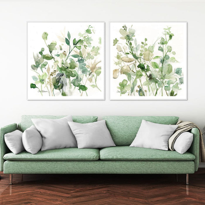 70cmx70cm Sage Garden by Carol Robinson 2 Sets White Frame