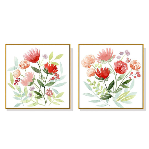 70cmx70cmflorals 2 Sets Gold Frame Canvas Wall Art