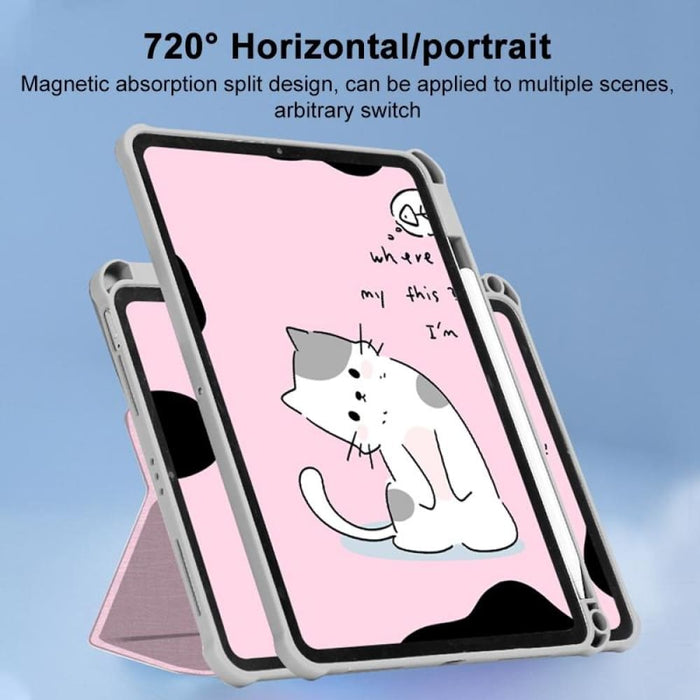 720 Rotation Magnetic Painted Leather Smart Tablet Case