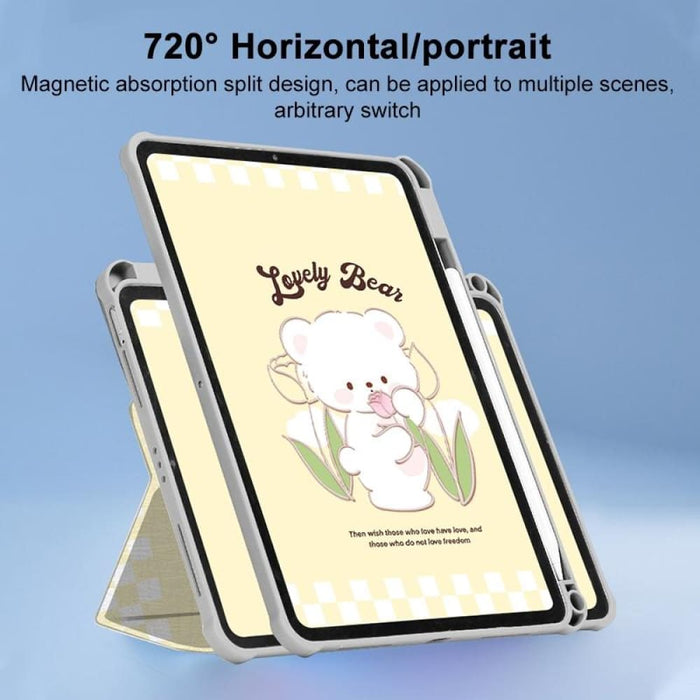 720 Rotation Magnetic Painted Leather Smart Tablet Case