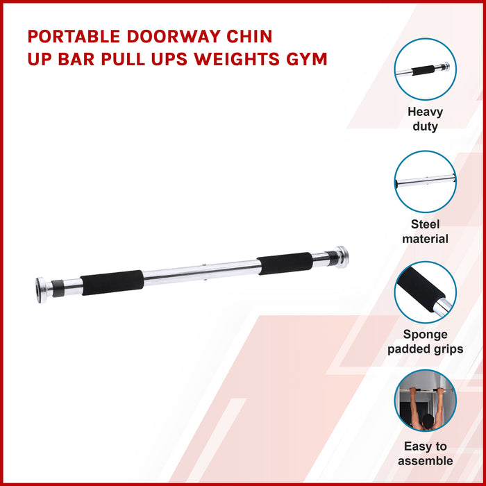 Portable Doorway Chin Up Bar Pull Ups Weights Gym