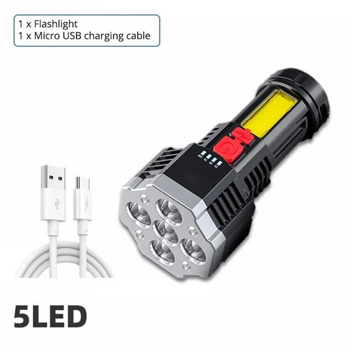 7led Rechargeable Flashlight with Cob Side Light