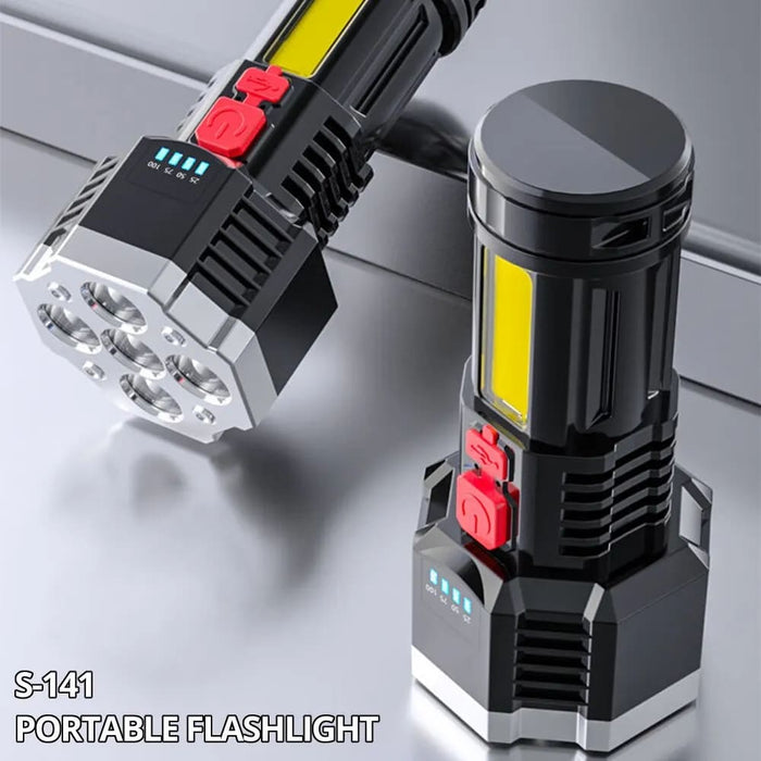 7led Rechargeable Flashlight with Cob Side Light