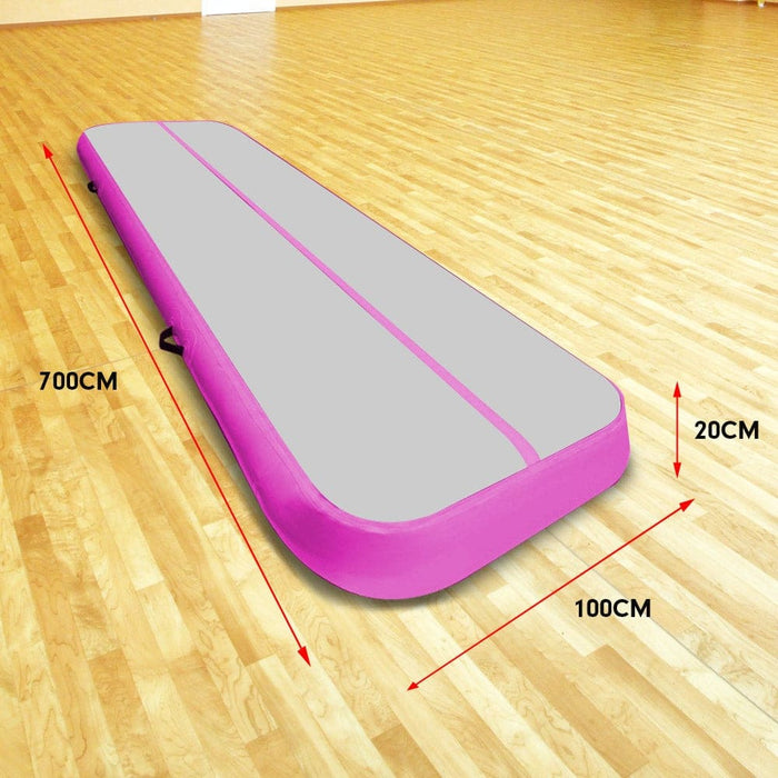 7m x 1m Air Track Inflatable Gymnastics Mat Tumbling - Grey