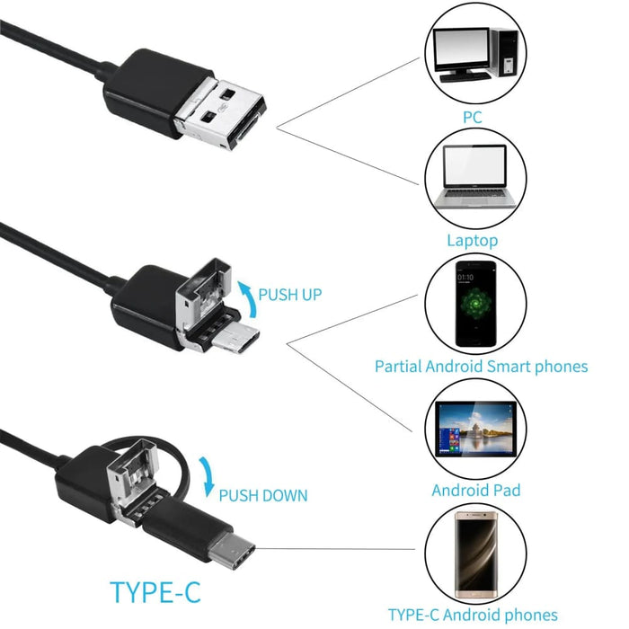 7mm 3 In 1 Android Endoscope Camera Waterproof Led
