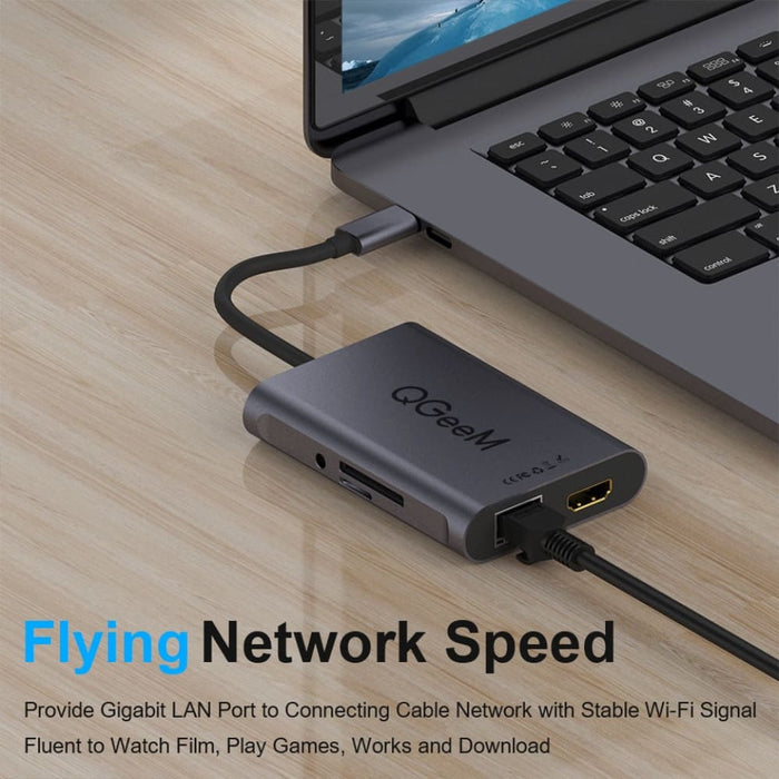 8 in 1 3.5mm Usb Hub 3.0 Adapter Pd Hdmi Rj45 Tf Sd