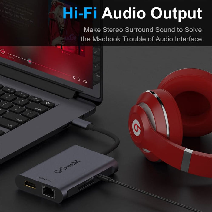 8 in 1 3.5mm Usb Hub 3.0 Adapter Pd Hdmi Rj45 Tf Sd