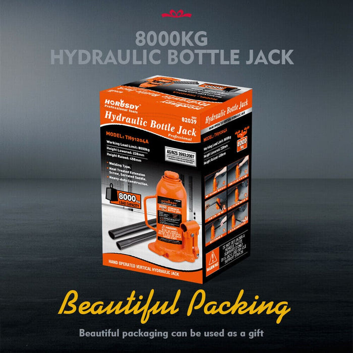 8 Ton (16,000 Lbs) Hydraulic Bottle Jack Heavy Duty Car
