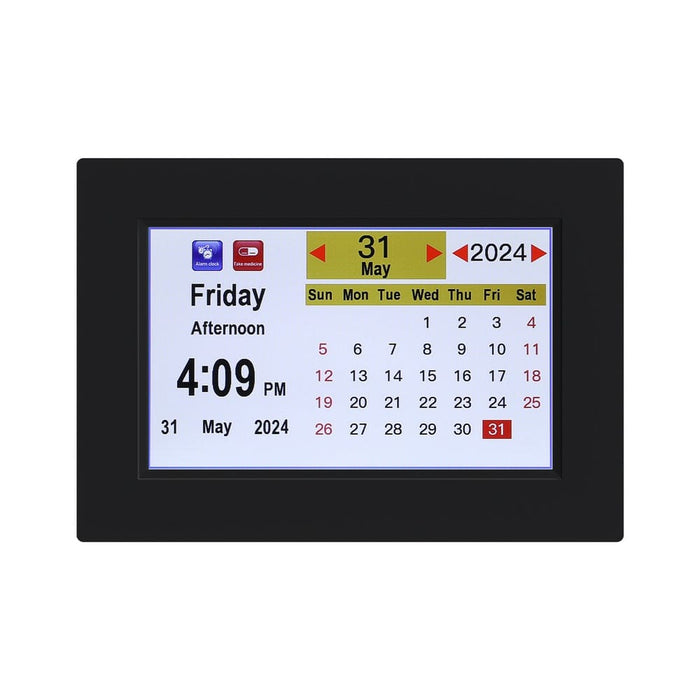 8’ Digital Day Clock Calendar Alarm Black