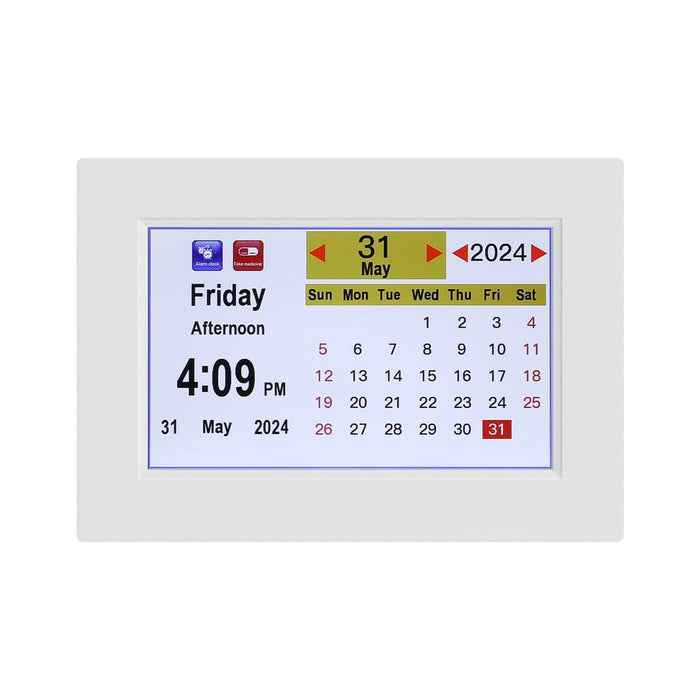 8’ Digital Day Clock Calendar Alarm White