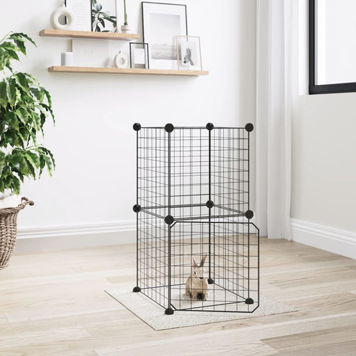 8 - panel Pet Cage With Door Black 35x35 Cm Steel Tooabtx